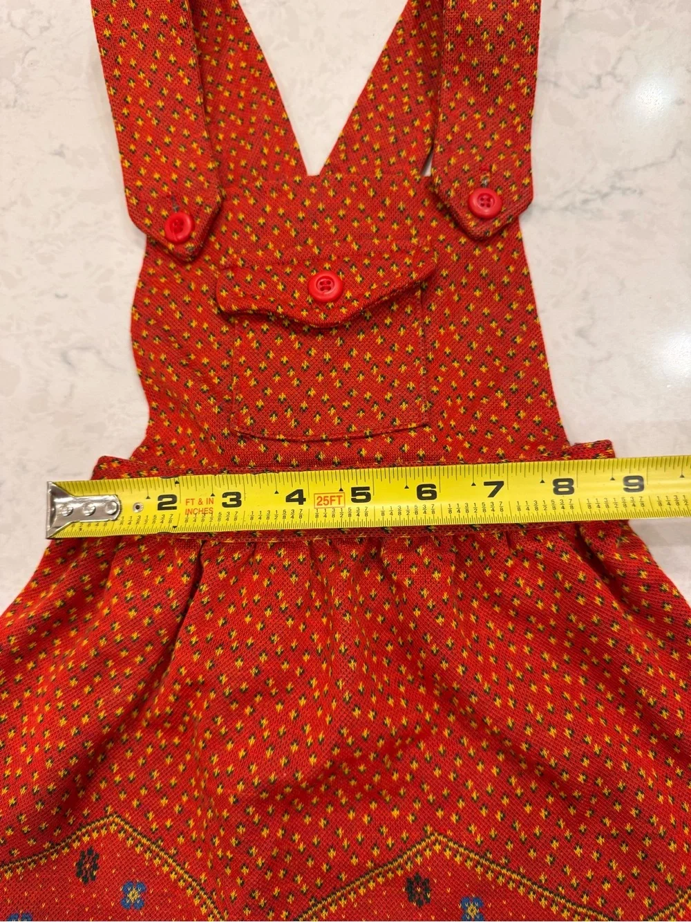 Vintage 1970s Carter’s Girls 6 Folk Art Pinafore Jumper Dress